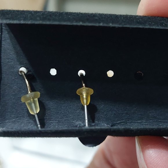 Hoop Stud Earring With Dangling Rhinestone - Picture 4 of 5